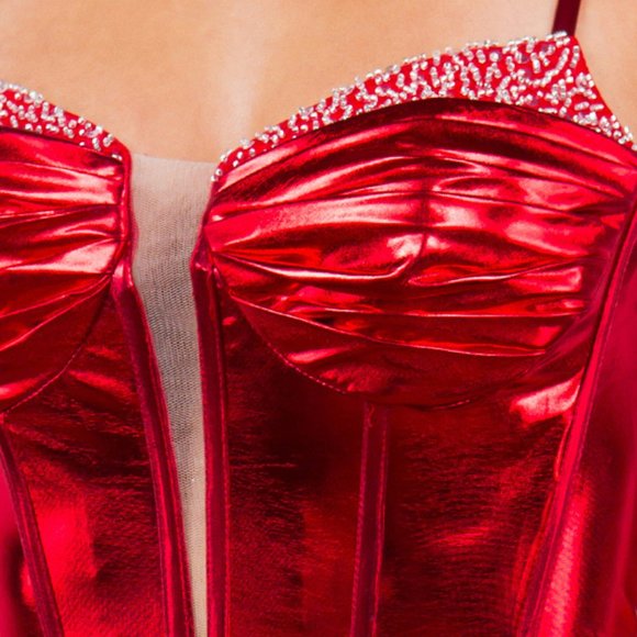 NEW FORMAL SLEEVELESS MAXI DRESS EMBROIDERED DRESS WITH LACE UP BACK CC 8092J - Picture 7 of 10